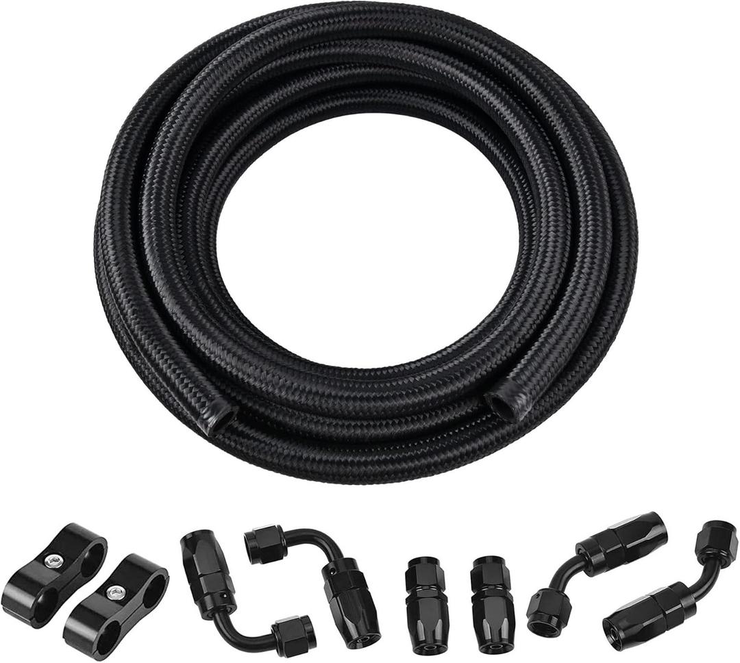 EVIL ENERGY 12AN Fuel Line Kit,AN12 Braided Nylon Fuel Hose CPE 10FT Black