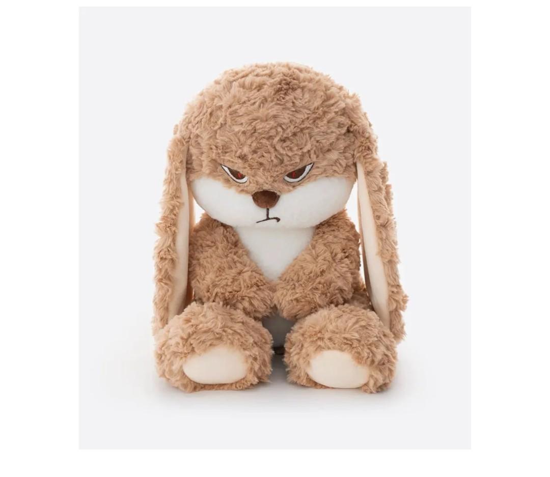ZEIO Grumpy Bunny Stuffed Animal, 16.9" Plush Rabbit Stuffed Animals with Floppy Ears, Cuddly Soft Plush Toys Huggable, Perfect for a Gift（Dark Brown