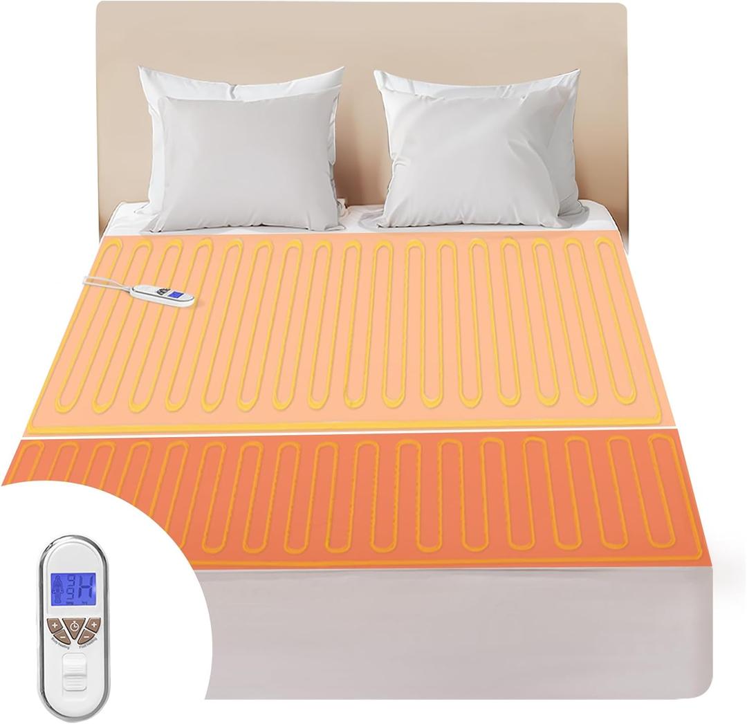 Bwarm Premium Multi-Zone Electric Heated Mattress Pad Twin XL Size, 39" x 80", 9 Heat Settings, 1-12 Hours Auto Off, Individual Body and Feet Settings, Removable Comfort Layer, Machine Washable
