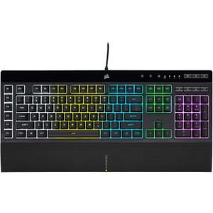 Corsair K55 RGB PRO Membrane Wired Gaming Keyboard  IP42 Dust and Spill-Resistant  6 Macro Keys with Elgato Integration  iCUE Compatible  QWERTY NA  PC, Mac, Xbox  Black