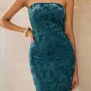 BTFBM Women Spring Dresses 2025 Elegant Wedding Guest Dresses Bodycon Tube Maxi Dress Split Floral Cocktail Dress (Blue, L)