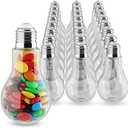 Houseables Plastic Light Bulbs, Fillable Light Bulbs, Fake Lightbulb, Plastic Lightbulbs for Crafts, Clear, Cups, Jars, Containers, Ornaments, Drink Glasses, Candy, Bottles, Party Favors, 200ML, 24PK
