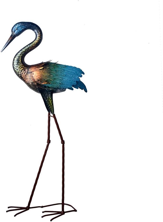 Crane Statue Metal Colorful Crane Sculpture Garden Decoration Metal Yard Art for Patio Lawn Backyard Outdoor Decoration