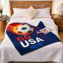 Go USA Soccer Throw Blanket, Patriotic Football Fan Blanket 2026, Soft Flannel Game Day Blanket for Couch Bed, Gift for Men Women Kids