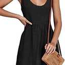 CNJFJ Womens Summer Shoulder Tie Strap Babydoll Dress Casual Scoop Neck A-Line Skater Swing Mini Sundress Size M