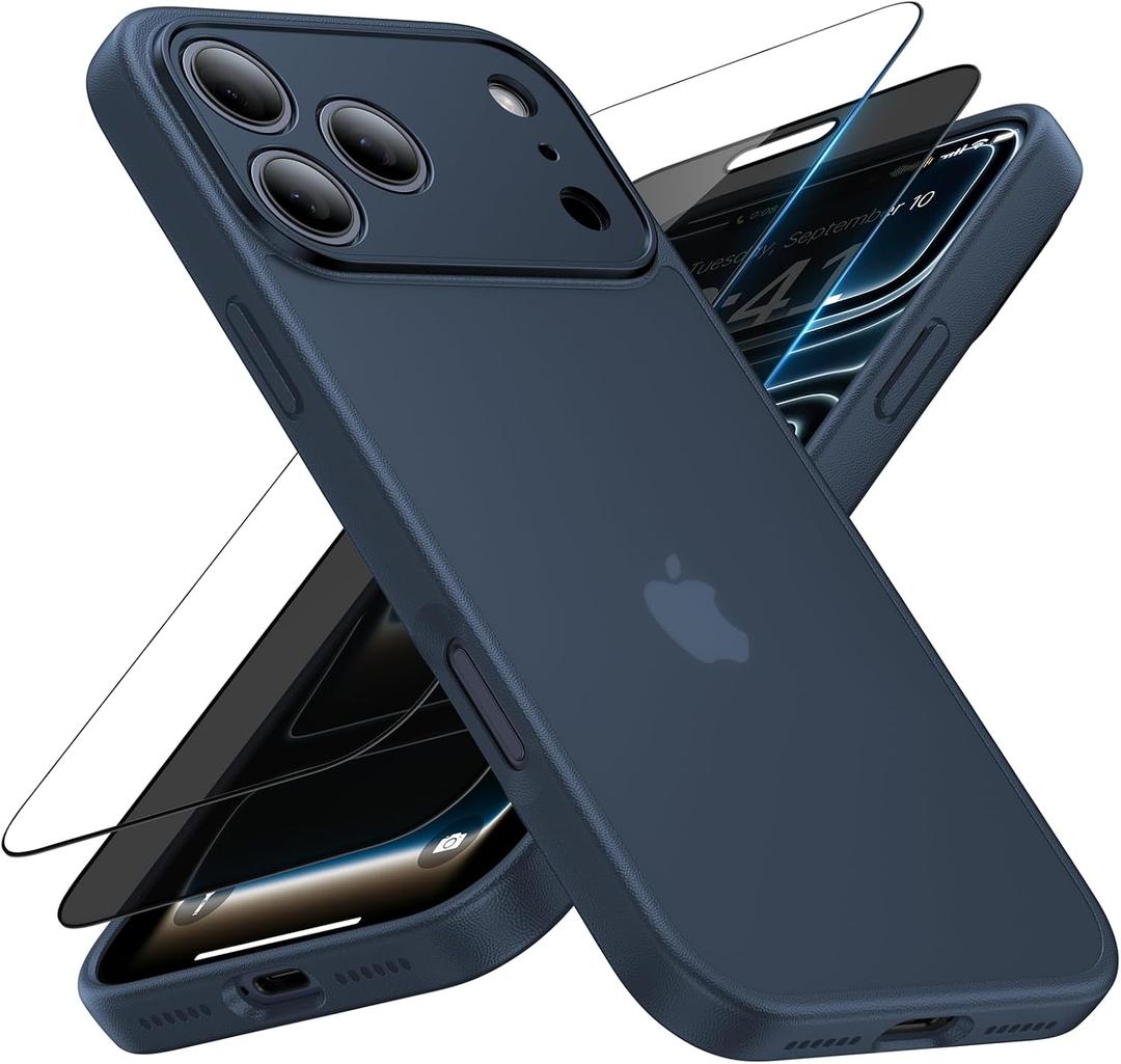 3 in 1 for iPhone 17 Pro Max Case, [Non-Slip] [Military-Grade Drop Protection] [Full Camera Protection] Shockproof Phone Case for iPhone 17 Pro Max, with 2 * Screen Protector, Midnightblue