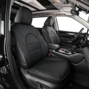 EKR Highlander Seat Covers for SUV Toyota Highlander 2020 2021 2022 2023 2024 2025 2026,2nd Row 40/60 Split,Car Seat Covers Front Seats Back Seat,Leather Seat Covers Full Set-Faux Leather(Black)