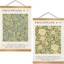 Inspirational Scripture Wall Art Poster,Christian Bible Verse Wall Poster with Solid Frame,Vintage Canvas Hanging Wall Art Decor for Bedroom, Living Room, and Office,Best Mother's day Gift for Mom Set of 2 (Philippians 4:6-4:7)