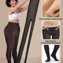 Eurzom 2 Pairs Plus Size Fleece Lined Tights Women Winter Thick Thermal Leggings Cozy Stretchy Pantyhose for Cold Weather (Black)