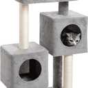 Cat Tree with 2 Cat Condos and Plush Perch,Cat Tower with Sisal Scratching Post,Pom poms Hanging Balls, Cat Climbing for Cats Indoor (Grey)