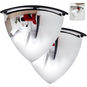 Suzile 2 Pieces Quarter Dome Mirror High Viewing Angle Safety Security Corner Acrylic Convex Mirror for Blindspot (18 Inch)