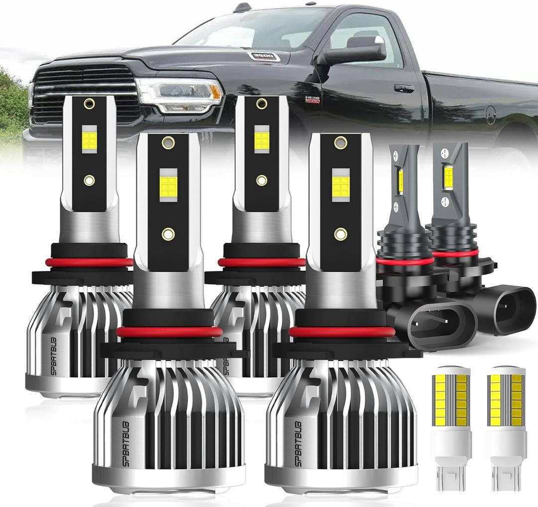For 2013 2014 2015 DODGE RAM 1500 2500 3500 With Projector light Bulbs, 9005/HB3/H10 + 9012 High/Low Beam + 9145/9006 Fog Lights Turn signal Lights Combo, 8-Pack
