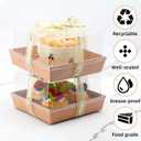 7 x 7 x 4 Inches Paper Charcuterie Boxes with Clear Lids, 25 Pack Large Clear Cake Boxes for 4-6 Inch Cake, Disposable Bakery Boxes Food Containers for Cupcakes,Pie,Cookies, Cocoa Bomb Brown