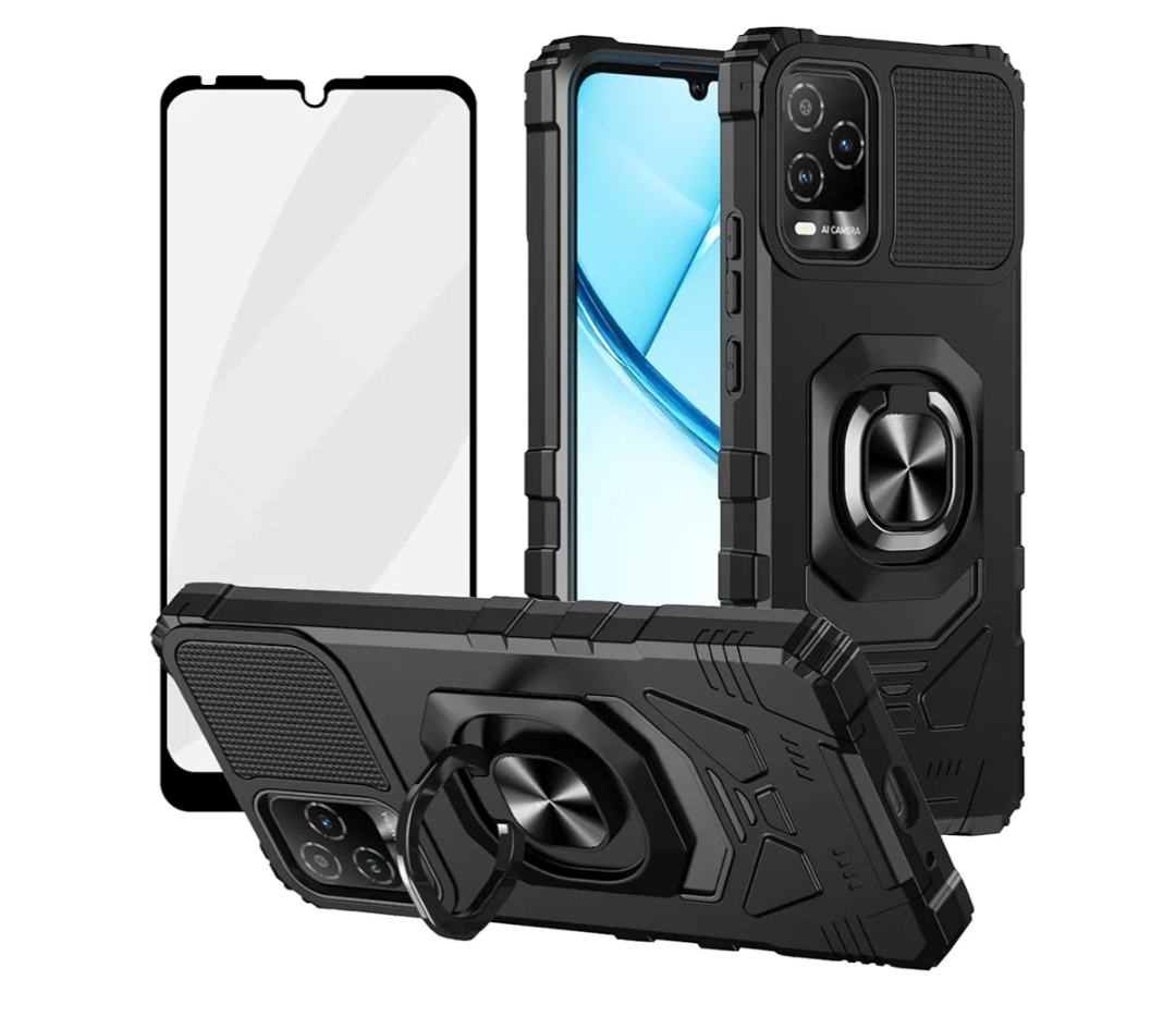 Ailiber for BLU View 5 Pro Phone Case, BLU B170D Case with Screen Protector, Ring Kickstand for Magnetic Car Mount, Military Grade, Shockproof Rugged Cell Phone Case for Tracfone BLU View 5 Pro-Black