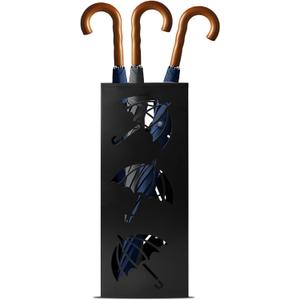 Metal Umbrella Holder, Square Freestanding Umbrella Stand Bucket Storage Indoor for Entryway, 6.3 x 6.3 x 16.3 Inch - Black