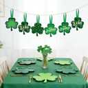 20 Pcs St Patricks Day Ornament for Tree, Green Clover Felt Shamrock Hanging Ornament with Lucky, Happy St Patricks Day for Lucky Day Party Tree Table Decorations (5 Styles)