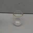 48 piece Stemless Unbreakable Crystal Clear Plastic Wine Glasses Set of 48 (10 Ounce - Gold Rim)