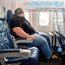 Airplane Foot Hammock for Plane Travel, Heavy-Duty Adjustable Foot Rest with Reinforced Metal Buckles, Ergonomic Bamboo Foot Hammock with Eye Mask & Neck Pillow, Portable Airplane Travel Essentials (Black-3pack)