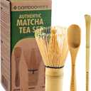 BambooWorx Matcha Whisk Set - (Chasen), Traditional Scoop (Chashaku), Tea Spoon. The Perfect Sets to Prepare a Traditional Cup of Japanese Tea, Handmade from 100% Natural Bamboo