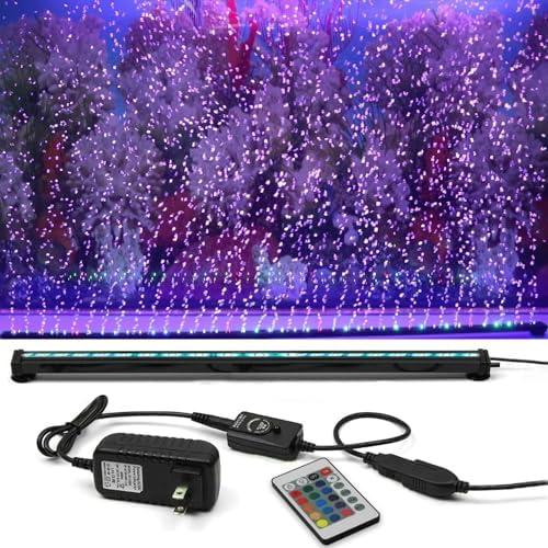 SZMiNiLED Submersible Aquarium Light:Fish Tank Light with Air Bubble Hole-RGB Color Changing Brightness Adjustable IP68 Waterproof Remote Control LED Light for Aquarium Fish Tank 12 inch
