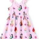 Disney Princess Minnie Mouse Frozen Elsa Girls Dress Ruffle Sleeveless Criss Cross Sundress Summer Clothes Baby to Toddler (2T)