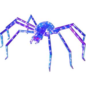 Prismatic Iridescent Giant Spider, 52" Pre-lit Large Outdoor Scary Prismatic Spider Decorations for Halloween 140 LED Light Up Giant Spider Outdoor Halloween Decorations for Garden, Yard, Porch