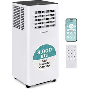 SereneLife Portable Air Conditioner & Dehumidifier - 8,000 BTU Wi-Fi Enabled Indoor AC, Pulls 1.1 liters Moisture Per Hour for Fast Cools Up to 300 Sq Ft - SLPAC805W