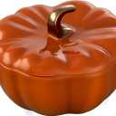 STAUB Ceramic 0.75-qt Petite Pumpkin, Oven & Stove Safe up to 572F, Pumpkin Dish, Baking Candy Burnt Orange