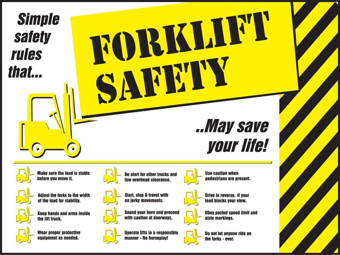 Accuform Safety Posters: Forklift Safety Rules Laminated Poster, 22" x 17"