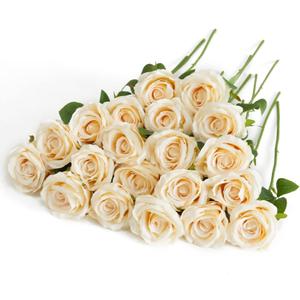 PARTY JOY 20PCS Artificial Flowers, Silk Flower Realistic Roses Bouquet Long Stem for Home Decor Wedding Decoration