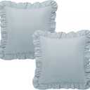 KKJIAF Ruffle Pillow Cases 26x26 Inches, Dusty Blue Square Ruffled Pillow Covers Set of 2, Microfiber Wrinkle Resistant Pillow Shams with Envelope Closure for Sofa Bed Living Room