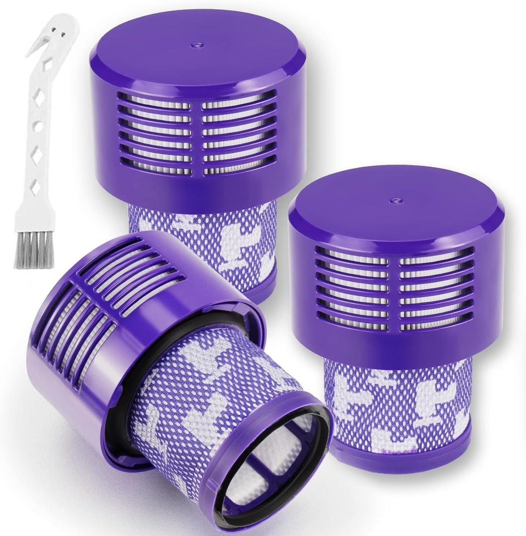 Improved Hand V10 Filter Replacement for Dyson Cyclone V10 Series, 3 Pack HEPA Filters and 1 Clean Brush