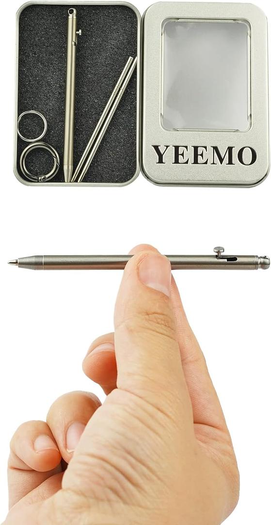 Mini Pen,Non-Toxic Titanium EDC Pen with Keychain, Compact and Stylish Small Pen(Only 82mm in Length and Comes with 2 Refill Cartridges)