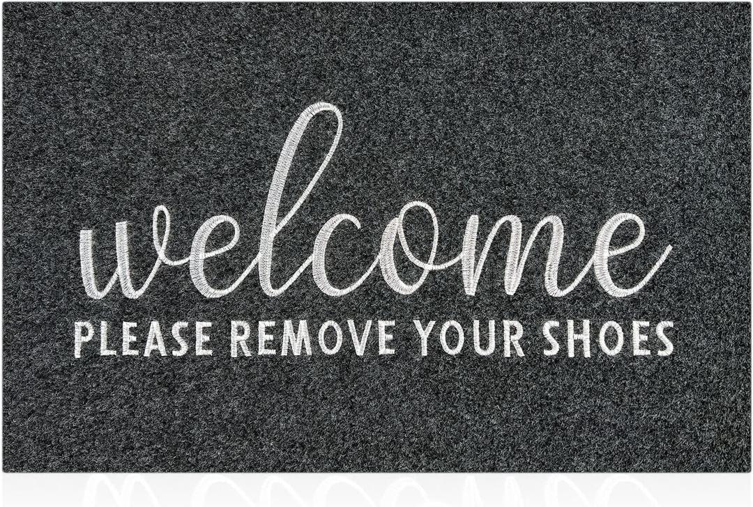 AAZZKANG Large Welcome Mats for Front Door 36"x24" Non Slip Shoes Doormat Easy to Clean Rubber Backing Entry Mat for High Traffic Areas Grey