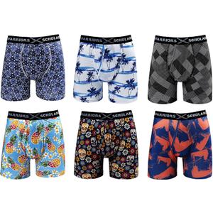 Warriors & Scholars | Mens Boxer Briefs | Boxer Briefs for Men Pack of 6 | Mens Boxer Briefs Underwear | Boys Boxer Briefs (Medium)