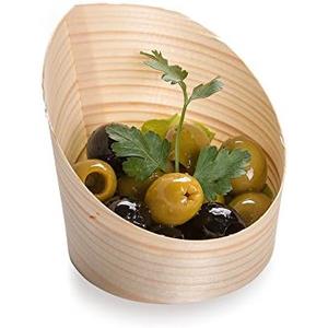 Restaurantware 4 Ounce Small Dessert Cups Slanted Dessert Tasting Cups - Disposable Serves Hors d'oeuvres Samples Or Snacks Pinewood Appetizer Containers For Weddings Parties And Events