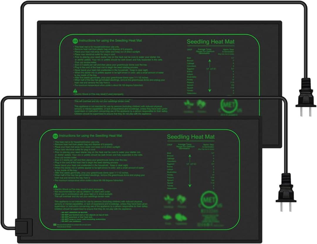 2 Pack 21W Seedling Heat Mat for Seed Starting, 10" x 20.75" Waterproof Heating Pad for Indoor Plants Germination