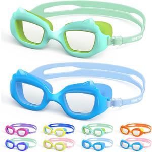 Toddler Swim Goggles 2 Pack, Swimming Goggles for Toddler Boys Girls 3-7, Anti-Fog Anti-UV Leakproof Pool Goggles