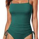 Aleumdr Women's Ribbed One Piece Tummy Control Swimsuit Cheeky Tie Side High Cut Bathing Suit Swimwear (X-Large)