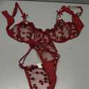 Lilosy Sexy Underwire Cute Push Up Strappy Embroidered Mesh Sheer Lingerie Set See Through Panty Bra (XL)