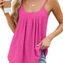 Womens Floral Crewneck Summer Tank Tops 2025 Loose Fit Sleeveless Shirts Casual Flowy Tunic Cami Top (Pink)