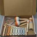 Musical Instruments - 6 in 1 Wooden Musical Toys for 2 3 Year Old Boy & Girls Birthday Gifts, Neutral Colors with Modern Boho Xylophone for Toddler Preschool Educational Toy for Baby 18+ Months