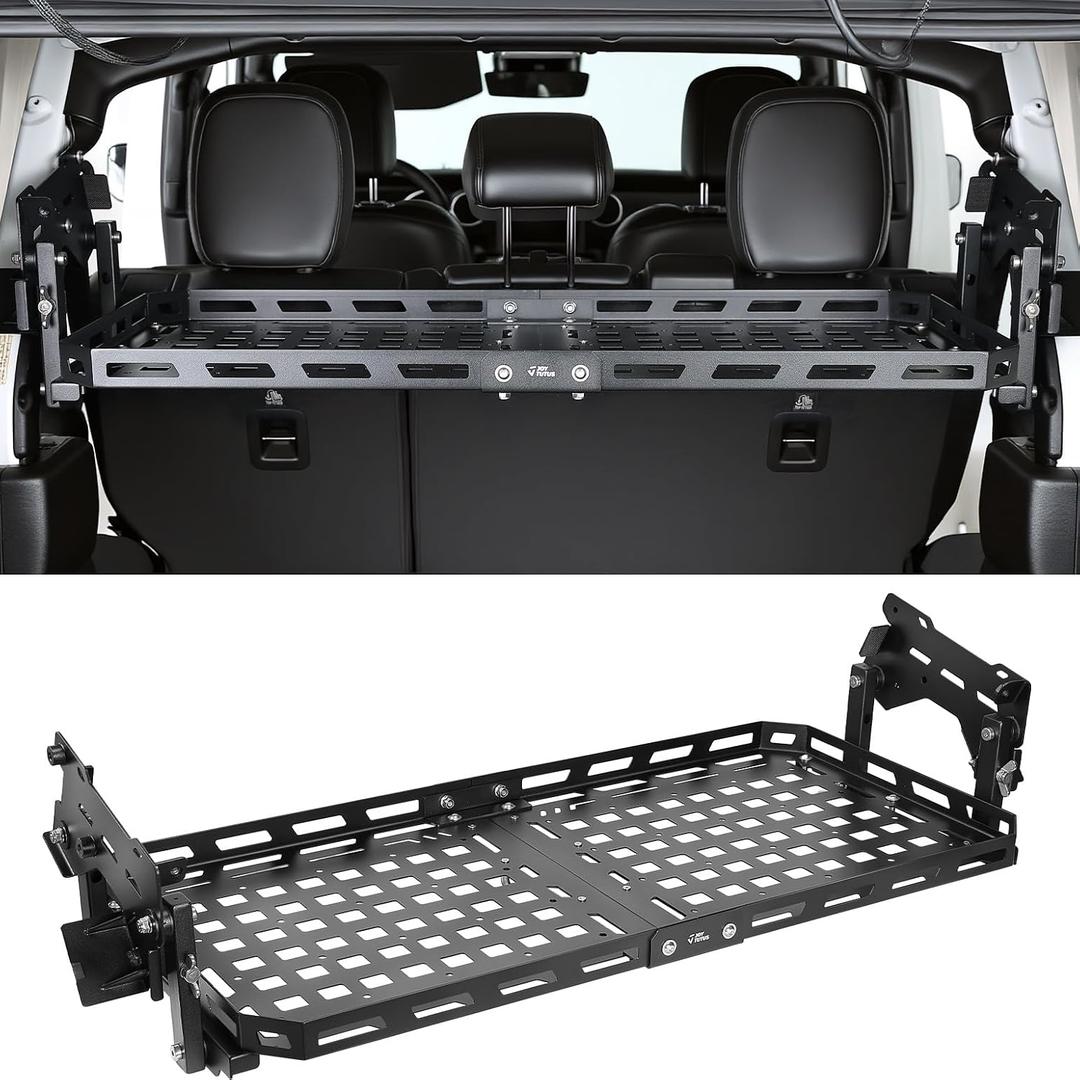 JOYTUTUS Upgraded Rear Trunk Cargo Rack Compatible with 2018-2026 Wrangler JL (4-Door Hard-Top Only), Adjustable Height Sturdy Trunk Shelf Interior Luggage Basket for Camping Trip Gear, Max 176 LBS