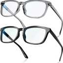 VISOONE Blue Light Blocking Glasses Square with Anti Computer Glare for Gaming Women and Men MONTANA (Large, Black+grey)