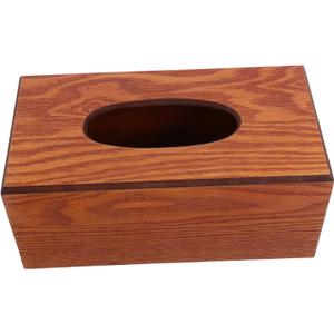 Wooden Tissue Box Cover for Living Room Vintage Design Rectangular Napkin Holder Natural Tissue Case for Home Office Bathroom (Light Brown)