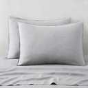 ATLINIA Linen Pillow Cases Standard Sham - 20 x 26 Inch Bed Pillow Protector Cover Set of 2 Bedding Cooling Neutral Pillowcase Shams Light Grey