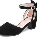 Girls Heels Dress Shoes Flower Girl Pumps with Cute Bow Closed Toe High Heels Adjustable Buckles Wedding Party (13 Little Kid, Black)