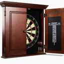 Barrington Dartboard Multiple Styles Pre-Assembled Wood Dartboard Cabinet Collection with 18 Bristle Dartboard & Steel Tip Dart Set, Perfect for Cricket Games
