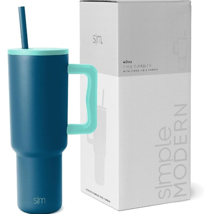 40 oz Stainless Steel Tumbler with Handle and Straw Lid