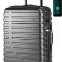 EMPSIGN Carry On Luggage with Spinner Wheels, Hard Shell Carry-On Expandable Suitcase 21x14x9 Airline Approved & Built-in TSA Lock, Durable Travel Rolling Suitcase, Carry-On 20-Inch, Dark Grey